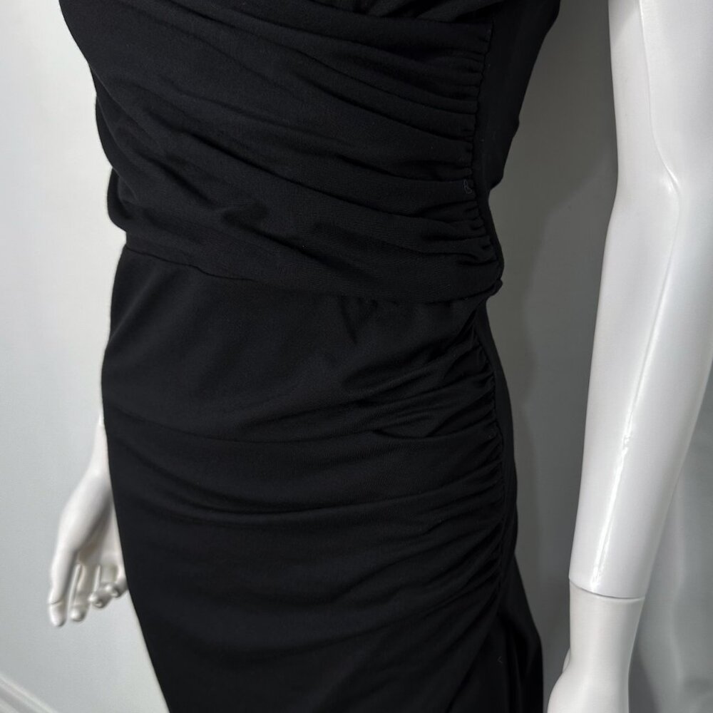 Reformation Cormac Ruched Wrap Style Jersey Midi Dress with Slit in Black Size M - Picture 9 of 16